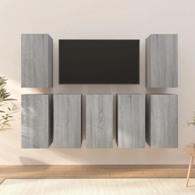 Móveis de TV 7 pcs 30,5x30x60 cm derivados madeira cinza sonoma