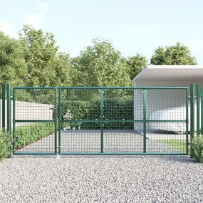 Portão de rede para jardim 350x175 cm aço galvanizado verde