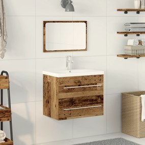vidaXL Gabinete de Pia de Casa de Banho com Lavabo Embutido Madeira Velha Madeira de Engenharia