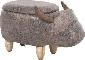 Banco em forma de vaca - Pufe em forma de vaca - Pufe em forma de touro com baú de arrumação 2 em 1 - Pernas em madeira de seringueira com revestiment