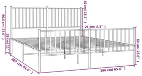 Estrutura de cama com cabeceira e pés 160x200 cm metal branco