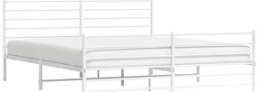 Estrutura de cama com cabeceira e pés 193x203 cm metal branco