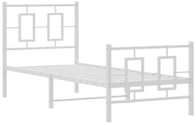 Estrutura de cama com cabeceira e pés 75x190 cm metal branco