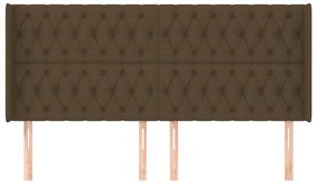 Cabeceira cama c/ abas tecido 203x16x118/128 cm castanho-escuro