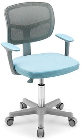 Cadeira de secretária ergonómica para crianças com rodas Cadeira giratória para computador com bloqueio de pressão Apoio lombar ajustável em altura Az