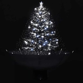Árvore Natal c/ neve base formato guarda-chuva 75 cm PVC preto