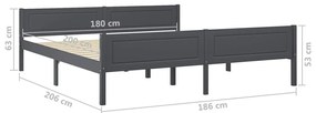 Estrutura de cama 180x200 cm pinho maciço cinzento