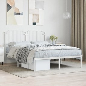 Estrutura de cama com cabeceira 150x200 cm metal branco