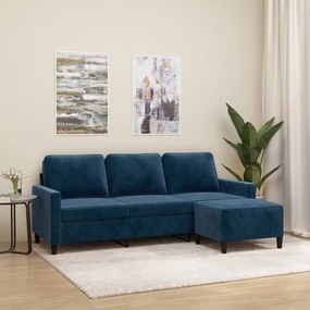 vidaXL Sofá de 3 lugares com apoio de pés 180 cm veludo azul