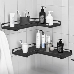 Prateleiras de canto em forma de L, conjunto de 2 preto