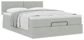 Estrutura de cama otomana com colchão 140x200 cm cinzento claro
