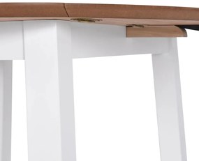 Mesa de jantar com abas rebatíveis redonda MDF branco