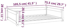 Cama para cães 105,5x75,5x28 cm madeira de pinho maciça