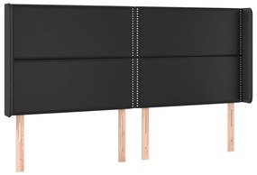 Cabeceira cama c/ LED couro artificial 183x16x118/128 cm preto