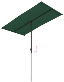 Guarda-sol de jardim com poste de alumínio 180x110 cm verde
