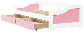 Sofá-cama com 2 gavetas sem colchão 90x200 cm IRUN branco&amp;rosa