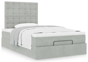 Estrutura de cama otomana com colchões cinza claro Veludo