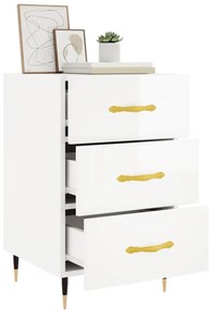 Mesa de cabeceira 40x40x66cm derivados madeira branco brilhante