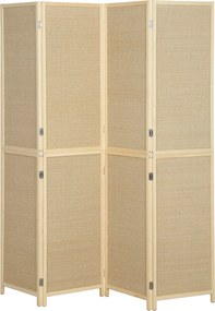 HOMCOM Biombo Interior em Bambu 4 Painéis 180x180cm, Separador de Ambiente Dobrável e Portátil, Estilo Boho, Madeira Natural | Aosom Portugal