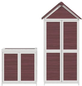 2 pcs conj. abrigos p/ ferramentas jardim pinho maciço cor moca