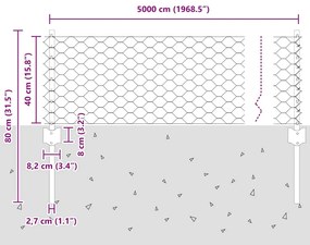 Postes de Cerca vidaXL 11 pcs U-Channel 40 cm Aço Galvanizado
