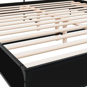 Estrutura de cama 200x200 cm derivados de madeira/metal preto