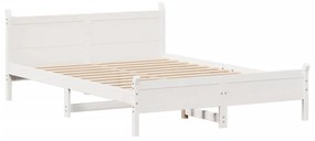 Cama sem colchão 140x190 cm madeira de pinho maciça branco