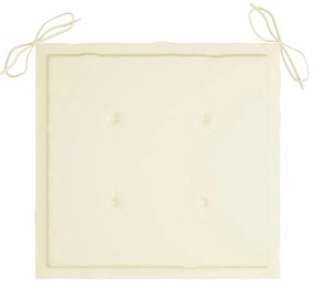 Cadeiras de jardim c/ almofadões cor creme 2 pcs teca maciça
