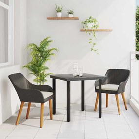 vidaXL Conjunto de Jantar de Jardim de 3 Peças Preto em Rattan Poliéster