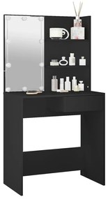 Toucador com luzes LED 74,5x40x141 cm preto
