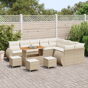 Conjunto de Sofá de Jardim de 13 Peças com Almofadas Bege Rattan Sinté