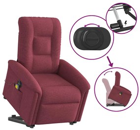 Poltrona elevatória de massagens elétrica tecido vermelho tinto