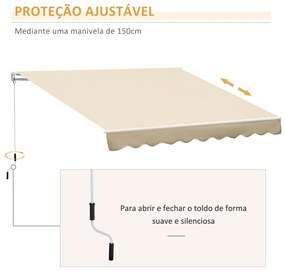 Outsunny Toldo Manual Retrátil com Manivela 295x245cm Toldo Enrolável