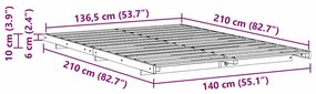 Estrutura de cama de chão Castanho 140 x 210 cm