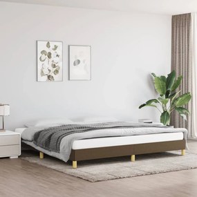 Estrutura de cama sem colchão 200x200 cm tecido castanho-escuro