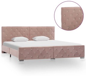 Estrutura de cama 180x200 cm veludo rosa