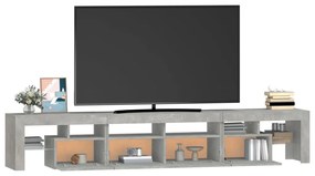 Móvel de TV com luzes LED 230x36,5x40 cm cinzento cimento