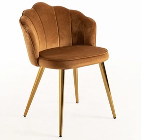 Cadeira Menpu Gold em Veludo - Castanho - Design Nórdico