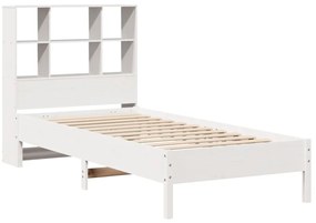 Cama com estante sem colchão 90x200 cm pinho maciço branco