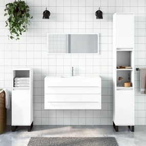 vidaXL Armário de casa de banho com espelho madeira processada branco