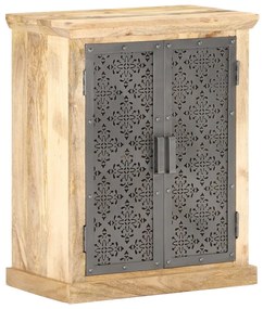 vidaXL Aparador com portas de aço 60x35x75 cm madeira mangueira maciça