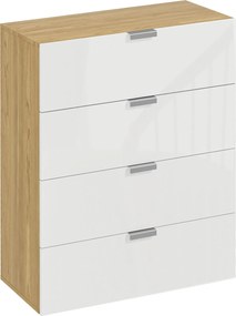 HOMCOM Cómodas Quarto Cómoda Branca 4 Gavetas Alto Brilho Estilo Moderno Design Elegante 70x35x92 cm Madeira Durável | Aosom Portugal