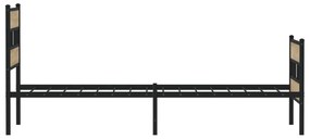 Estrutura de cama sem colchão 100x200 cm metal carvalho sonoma