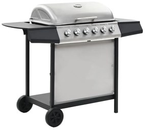 vidaXL Grelhador/BBQ a gás 6 zonas de cozinhar aço inoxidável prateado