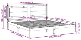 Cama extra longa sem colchão 200x220 cm madeira maciça