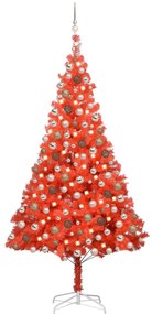 vidaXL Árvore Natal artificial pré-iluminada c/ bolas PVC vermelho