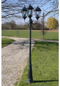 Brighton Candeeiro de pé p/ jardim 3 braços / 230 cm Verde escuro/pret