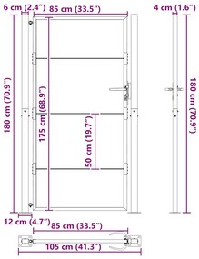 Portão de Jardim Preto 100 x 175 cm Aço com Revestimento em Pó