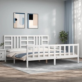 Cama sem colchão 200x200 cm madeira de pinho maciça branco
