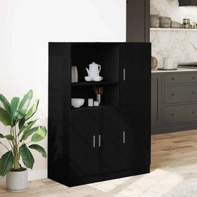 2 pcs armário de cozinha conjunto derivados de madeira preto